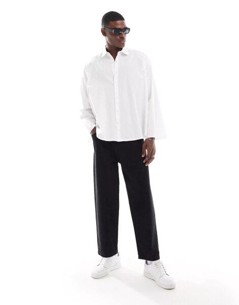 ASOS DESIGN relaxed a-line volume poplin shirt in white