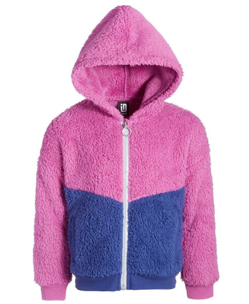 Toddler & Little Girls Colorblocked Faux-Sherpa Hooded Jacket, Created for Macy's