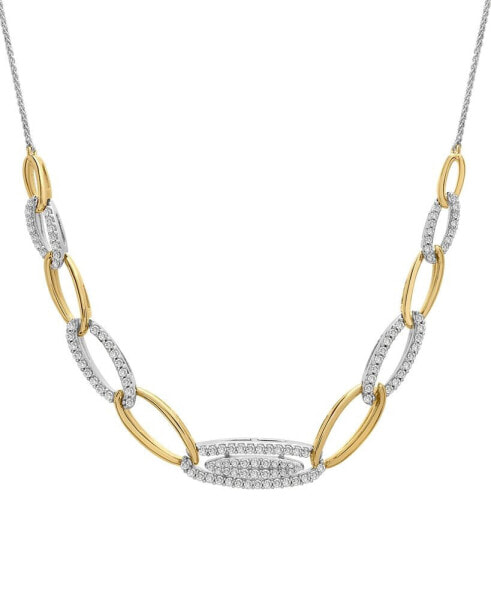 Wrapped in Love diamond Chain Link Statement Necklace (1 ct. t.w.) in Sterling Silver & 14k Gold-Plate, 16" + 4" extender, Created for Macy's