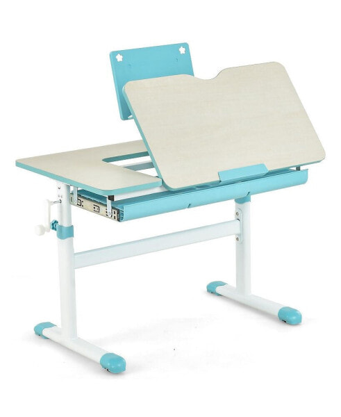 Height-Adjustable Kids Desk with Tilt Desktop and Book Stand