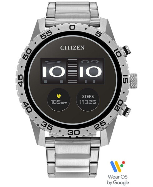 Unisex CZ Smart Wear OS Stainless Steel Bracelet Smart Watch 45mm