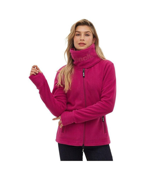 Funnel Microfleece Zip-Up Wrap Neck Sweater