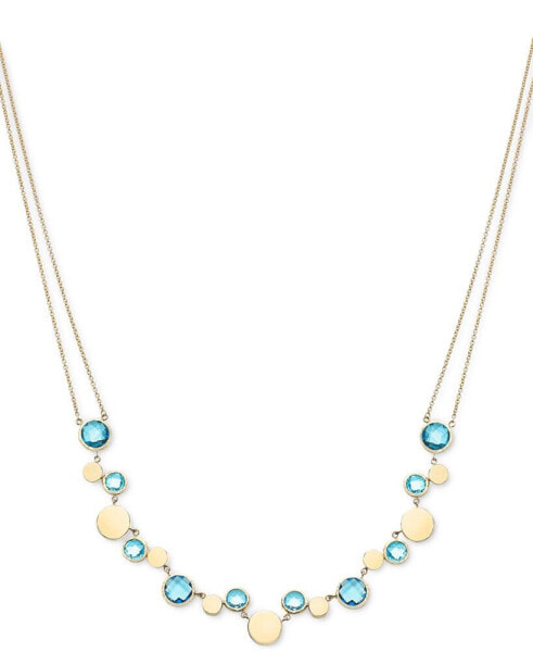 Macy's multi-Blue Topaz & Polished Disc Double Strand 18" Collar Necklace (14-3/4 ct. t.w.) in 14k Gold