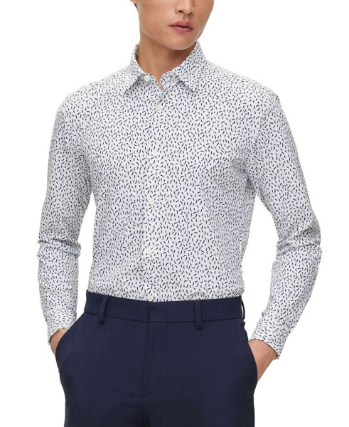 Men's Printed Performance-Stretch Slim-Fit Dress Shirt