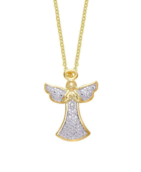 Diamond Accent Gold-plated Angel Pendant Necklace