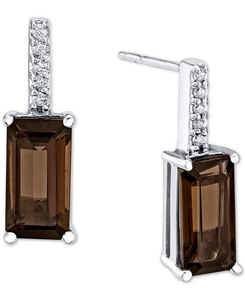 Smoky Quartz (3-3/4 ct. t.w.) & Diamond (1/20 ct. t.w.) Drop Earrings in Sterling Silver