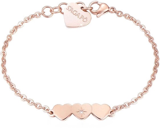 Steel bracelet with hearts Trio SRI16