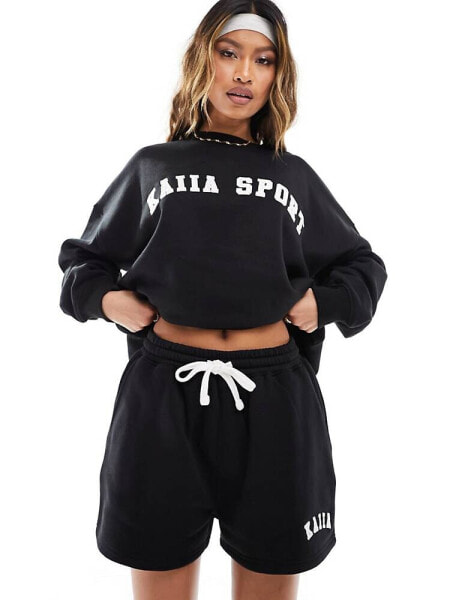 Kaiia motif sweat shorts co-ord in black