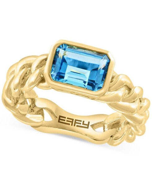 EFFY® Blue Topaz Chain Link Statement Ring (1-7/8 ct. t.w.) in Gold-Plated Sterling Silver