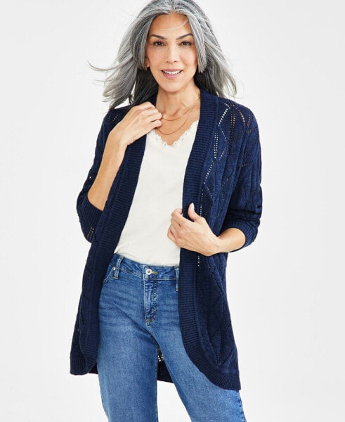 Women's Pointelle Open-Front Cardigan, Created for Macy's