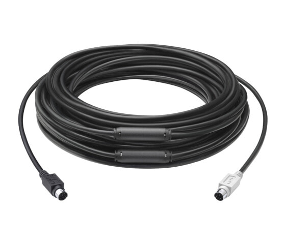 Logitech GROUP 15m Extender Cable - 15 m - 6-p Mini-DIN - 6-p Mini-DIN - Male - Male - Black