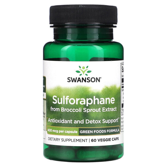 Диетическая добавка Swanson Сульфорафан из экстракта ростков брокколи, 400 мкг, 60 капсул