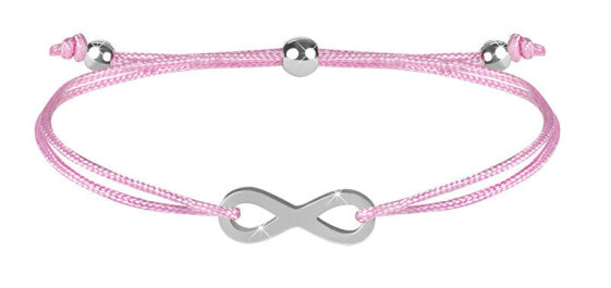 Corded wristband with infinity pink / steel