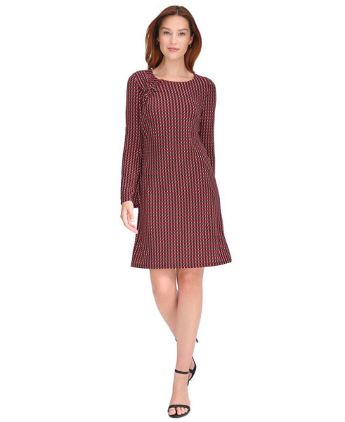 Women's Printed Round-Neck Shift Dress