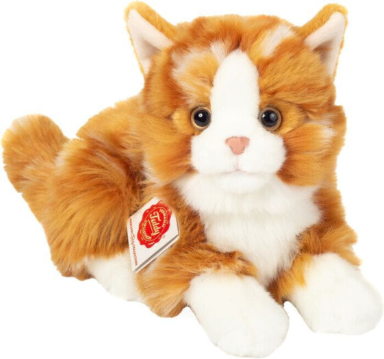 Мягкая игрушка Teddy-Hermann Кошка лежащая, рыжий тигр, около 20 см