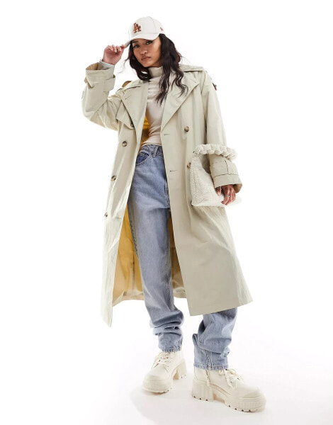 ASOS DESIGN crisp trench coat in stone