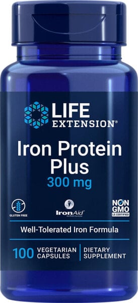 Life Extension Iron Protein Plus Хорошо переносимая формула железа протеин плюс 300 мг  100 капсул