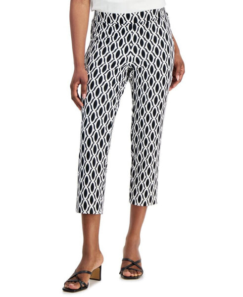 Petite Printed Cropped Slim-Leg Pants