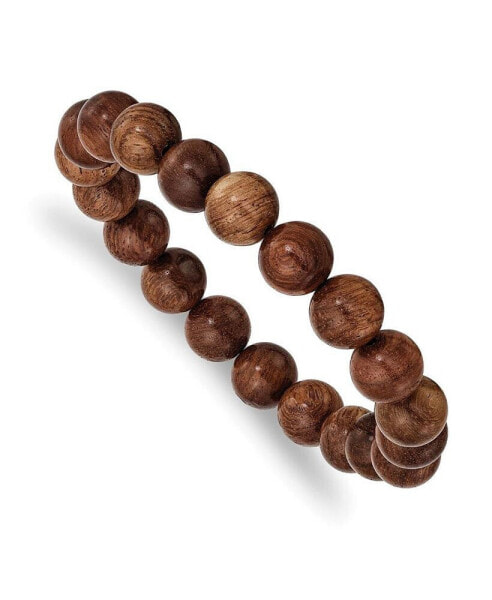 10mm Burma Padauk Wood Beaded Stretch Bracelet