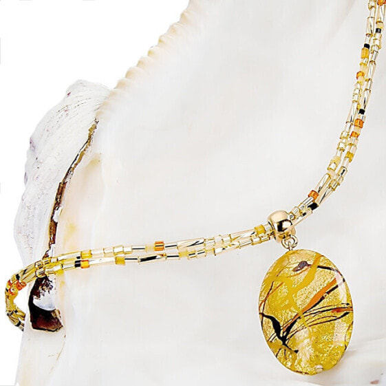 Оригинальное женское колье Sunny Meadow с жемчугом Lampglas и 24-каратным золотом NP16