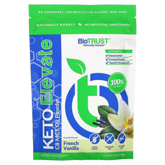 Порошок MCT масла C8 для Кето диеты BioTRUST Elevate, без вкуса, 180 г (6.35 унций)