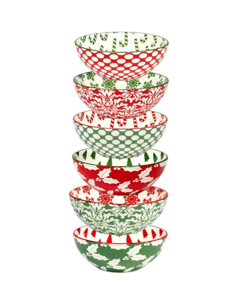 Winter Medley 30 oz All Purpose Bowls Set of 6, Service for 6