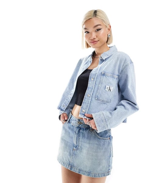 Calvin Klein Jeans boxy denim shirt jacket in light wash