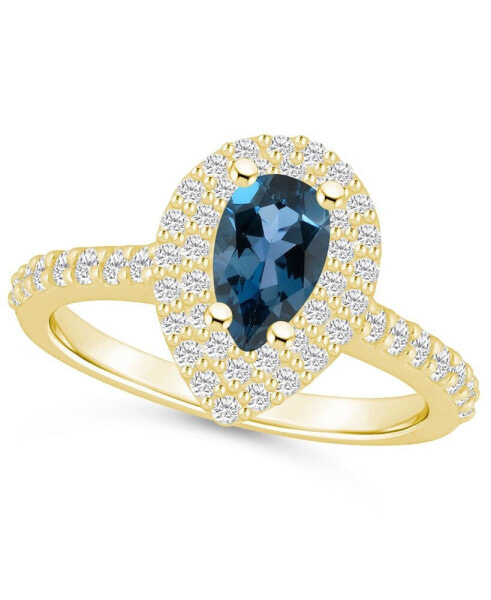 Кольцо Macy's london Blue Topaz & Diamond Gold