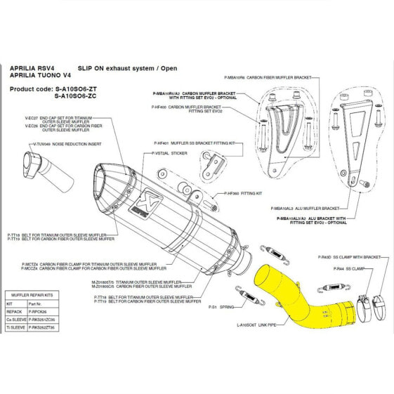 AKRAPOVIC Link Pipe Titanium RSV4&Tuono V4 L-A10SO6T