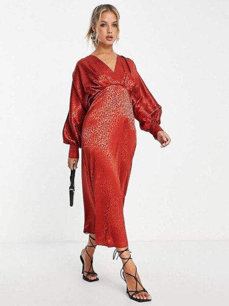 River Island satin maxi dress in rust