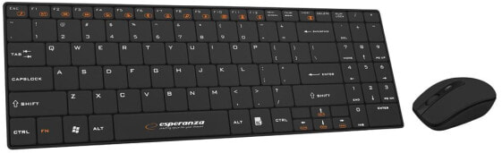 Беспроводная клавиатура Esperanza EK122K - Полноразмерная (100%) - RF Wireless - QWERTY - Черная - В комплекте мышь