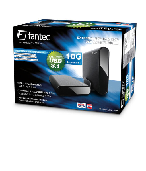 FANTEC 2168 - HDD/SSD enclosure - 2.5/3.5" - Serial ATA - Serial ATA II - Serial ATA III - 10 Gbit/s - USB connectivity - Black