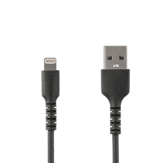 StarTech.com 6 foot (2m) Durable Black USB-A to Lightning Cable - Heavy Duty Rugged Aramid Fiber USB Type A to Lightning Charger/Sync Power Cord - Apple MFi Certified iPad/iPhone 12 - 2 m - Lightning - USB A - Male - Male - Black