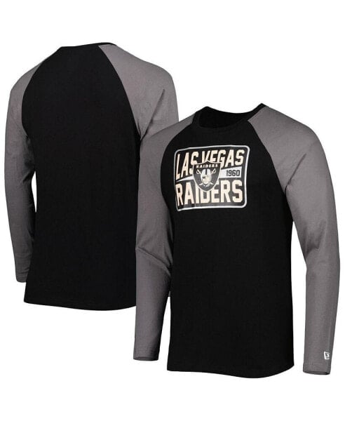 Men's Black Las Vegas Raiders Current Raglan Long Sleeve T-shirt