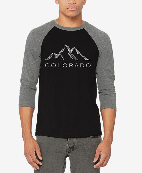 Men's Raglan Sleeves Colorado Ski Towns Baseball Word Art T-shirt