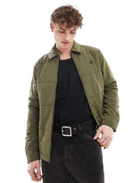 Fred Perry padded zip thru jacket in uniform green