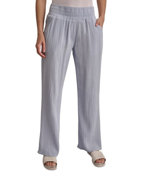 Women's High-Rise Gauze Straight-Leg Pants