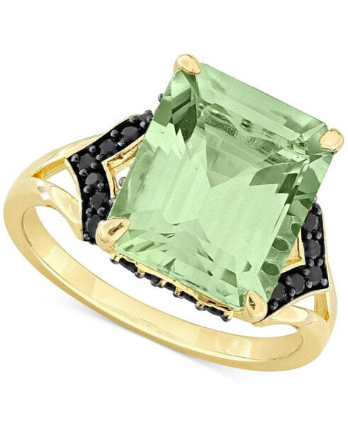 Green Quartz (5-1/3 ct. t.w.) & Black Sapphire (3/8 ct. t.w.) Statement Ring in 18k Gold Flash-Plated Sterling Silver