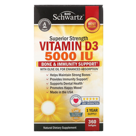 Superior Strength, Vitamin D3, 5,000 IU, 360 Softgels