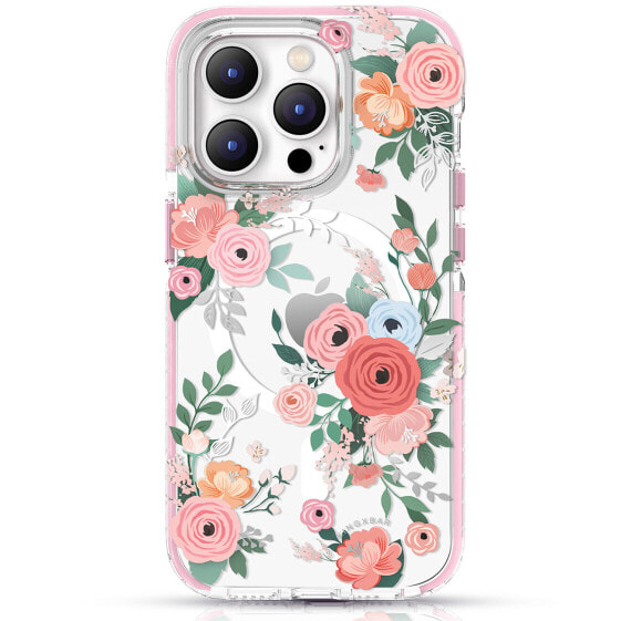 Чехол для смартфона Kingxbar с надписью в цветочном стиле iPhone 14 Plus MagSafe Flora Series rose
