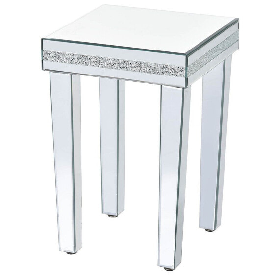 Crystal Design Mirrored Side Table with Adjustable Height Legs