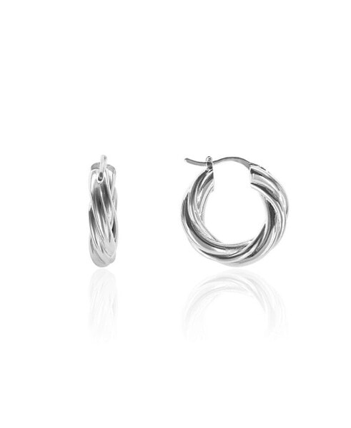 Abma 1.1" Small Hoop in White Gold- Plated Brass