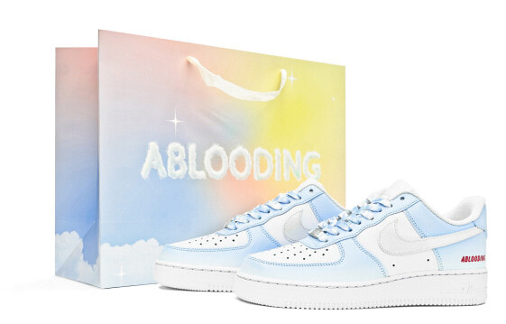 【定制球鞋】 Nike Air Force 1 Low ABLOODING 简系列 海盐芝士 马卡龙色 渐变 银勾 低帮 板鞋 女款 蓝白 / Кроссовки Nike Air Force DD8959-100