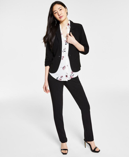 Juniors' Ruched 3/4-Sleeve Blazer