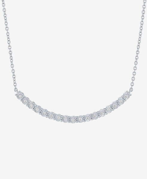 Macy's diamond Curved Bar 18" Collar Necklace (1/10 ct. t.w.) in Sterling Silver