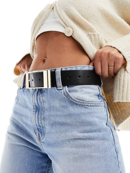 ASOS DESIGN rectangular buckle waist and hip jeans belt 