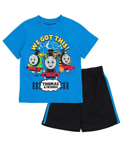 Little Boys Tank Engine Graphic T-Shirt and Shorts Outfit Set to