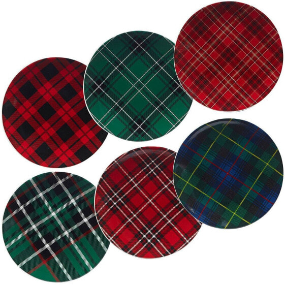 Christmas Plaid 6-Pc. Dessert Plate asst.