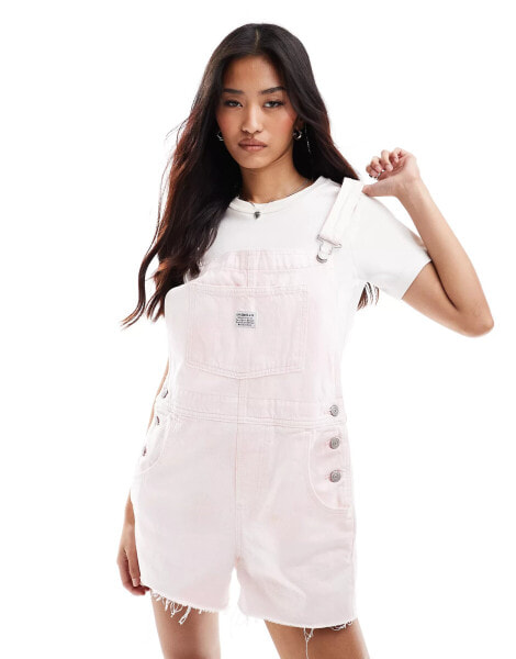 Levi's vintage shortall twill dungaree shorts in misted potpourri pink