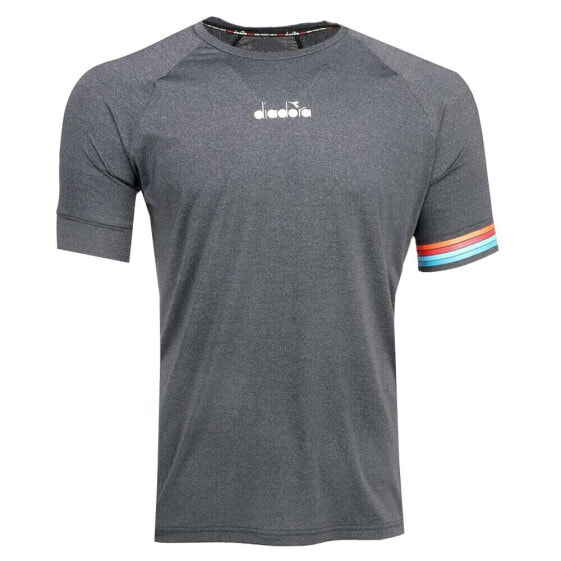 Diadora Be One Running Crew Neck Short Sleeve Athletic T-Shirt Mens Grey Casual